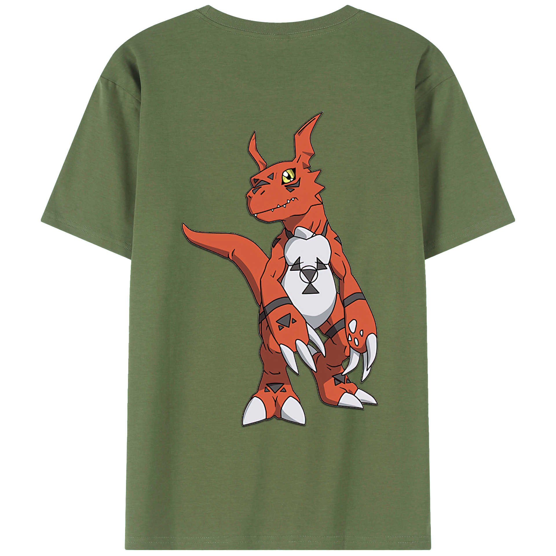 （画像用） Digimon デジタルモンスター/デジモン 綿100％ メンズ半袖Tシャツ（バックプリント） 通気性
